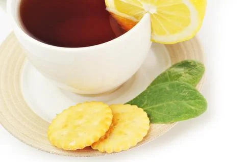 Cup of tea with  pastry Stock Photos