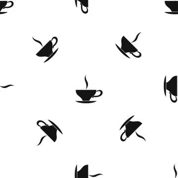 Cup of tea pattern seamless black Stock Illustration