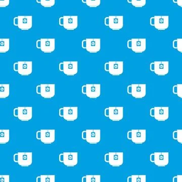 Cup of tea pattern seamless blue Stock Illustration