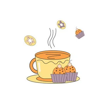 A cup of tea pie style duddle Stock Illustration