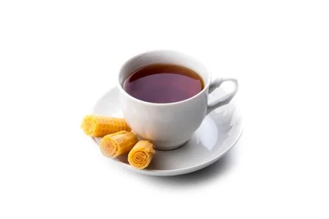 Cup of tea with rolls Foto stock