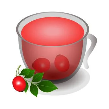 Cup of tea from rose hips isolated on a white background Stock Illustration