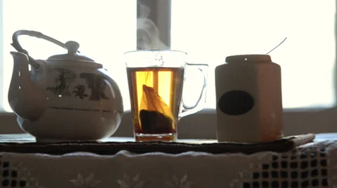 Cup of tea - slow motion Stock Footage 28033312