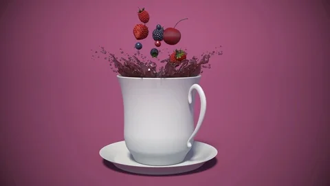 Cup of tea with splash. 3d illustration Stock Footage 71904932