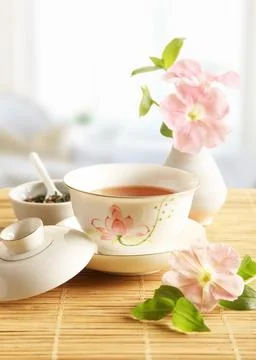 Cup of tea stands on the table Foto stock