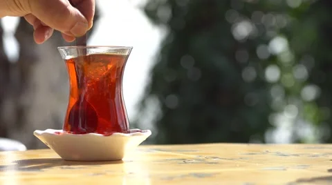 Cup of tea sugar mix Stock Footage 67420332