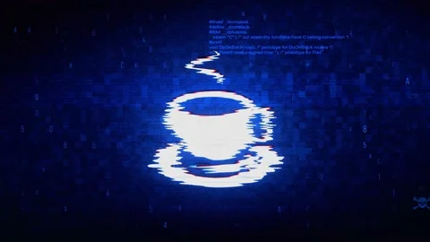 Cup Of Tea Symbol Digital Pixel Noise Error Animation. Stock Footage 116058919