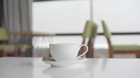 Cup of tea on the table Stock Footage 81482555