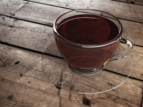 Cup of tea on table 스톡 일러스트
