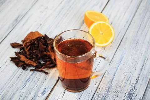 Cup of tea on table Foto stock