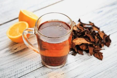 Cup of tea on table Foto stock