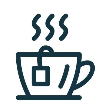 Cup of tea with tea bag and steam icon 库存插图