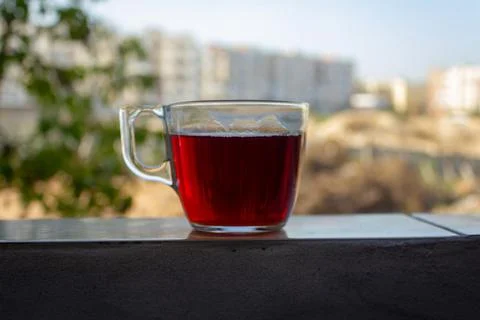 A cup of tea on the terrace Stock Photos