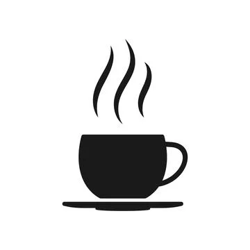 Cup tea time glyph icon coffee hot drink vector Stock Illustration