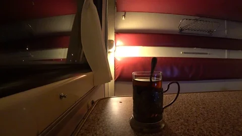 Cup of tea in the train Stock Footage 88326805