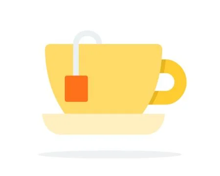 Cup of tea vector flat material design isolated object on white background. Stock Illustration