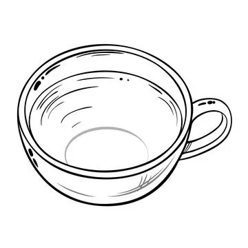 Cup of Tea Vector Outline Illustration Illustrazione stock