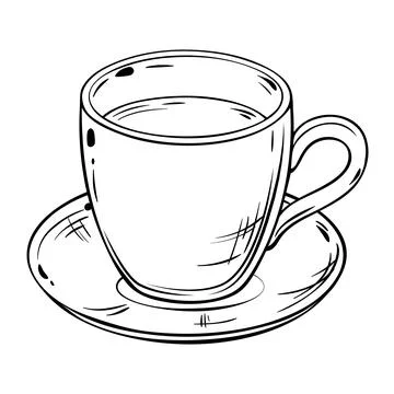 Cup of Tea Vector Outline Illustration Stock Illustration