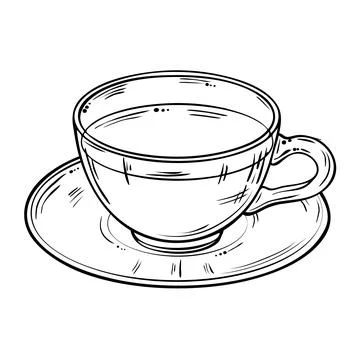 Cup of Tea Vector Outline Illustration Stock Illustration
