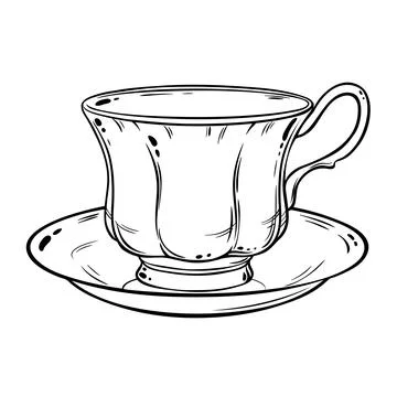 Cup of Tea Vector Outline Illustration Stock-Illustration