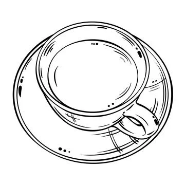 Cup of Tea Vector Outline Illustration Stock Illustration