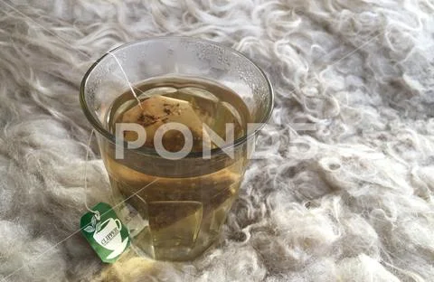 Cup of tea in the windowsill Stock Photos