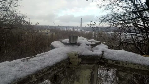 Cup of tea winter landscape Stock Footage 161077503