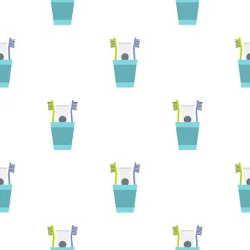 Cup with toothbrushes pattern seamless Stock Illustration
