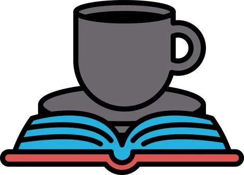 A cup is on top of an open book Stock Illustration