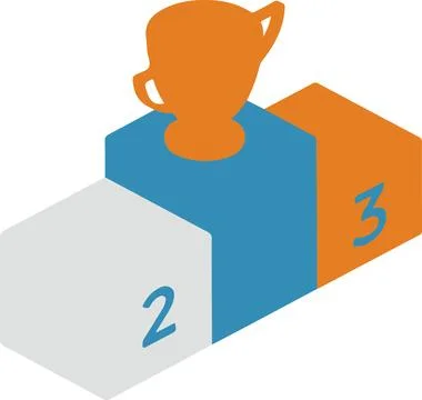 A cup is on top of a podium with three blocks Stock Illustration