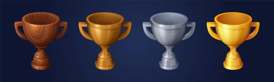 Cup, trophy goblet evolution game props icons Stock Illustration