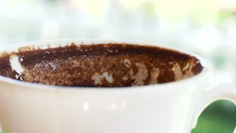 Cup of Turkish coffee with grounds for fortune telling from the shapes Stock Footage 155276272