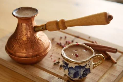 Cup of turkish coffee on the table Stock Photos