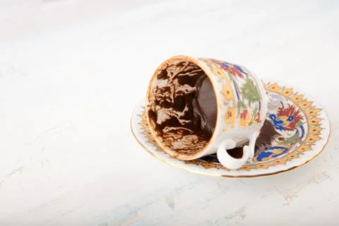 A cup of Turkish coffee, traditionally using for fortune telling.. Stock Photos