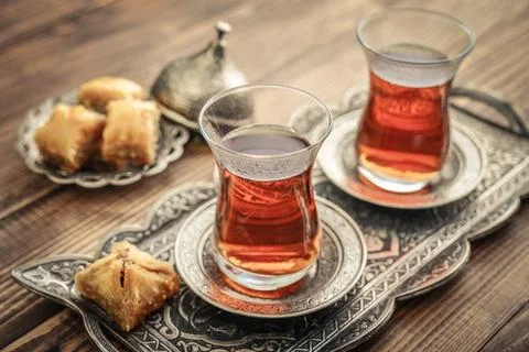 Cup of turkish tea Stock Photos