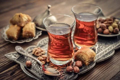Cup of turkish tea Stock Photos