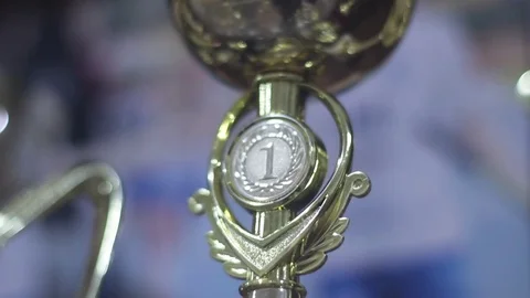 Cup for victory and won first place. Sports Award Stock Footage 122080262