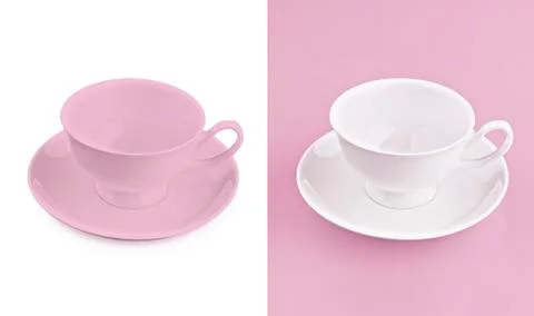 Cup on white &amp; pink background Stock Photos