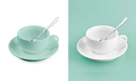 Cup on white &amp; red background Stock Photos