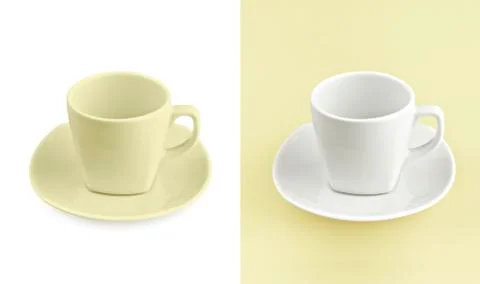 Cup on white &amp; yellow background Stock Photos