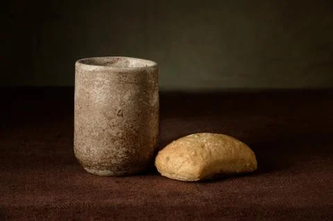 Cup of Wine and BRead Stock Photos