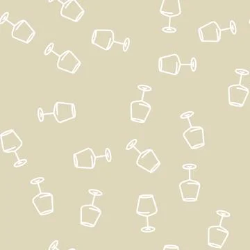 Cup wine glass line vector seamless pattern Illustrazione stock