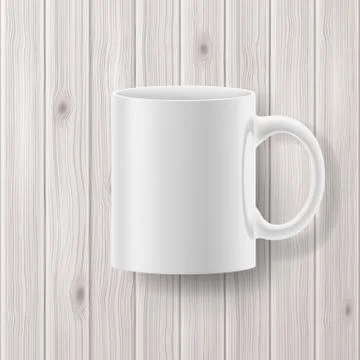 Cup on wooden backdrop Stock Illustration