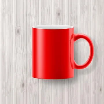 Cup on wooden backdrop Illustrazione stock
