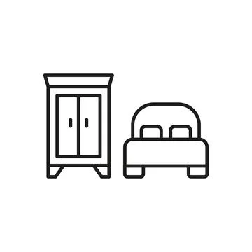 Cupboard and bed set icon vector Illustrazione stock