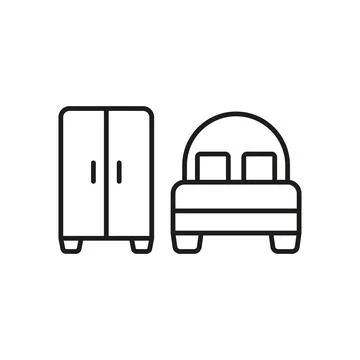 Cupboard and bed set icon vector Stock Illustration
