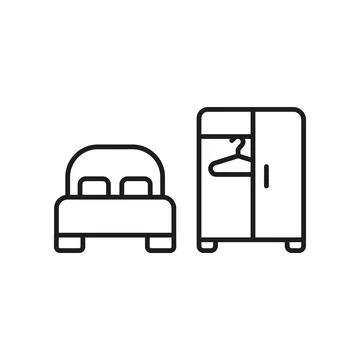 Cupboard and bed set icon vector Stock Illustration