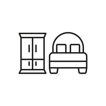 Cupboard and bed set icon vector Illustrazione stock