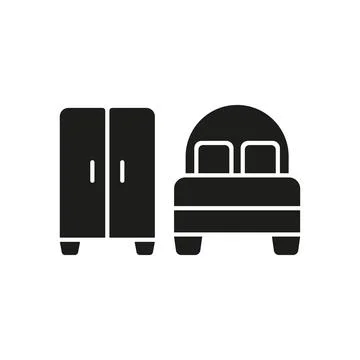 Cupboard and bed set icon vector Stock Illustration
