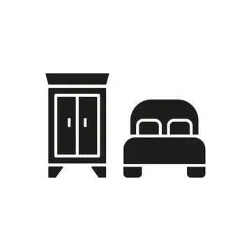 Cupboard and bed set icon vector Stock Illustration